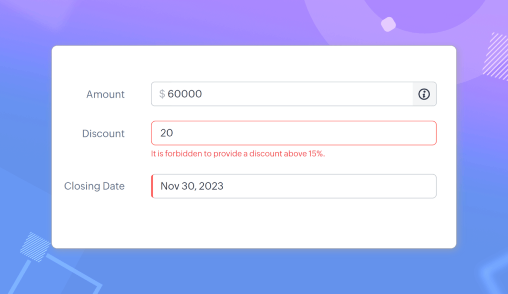 Zoho crm validation rules